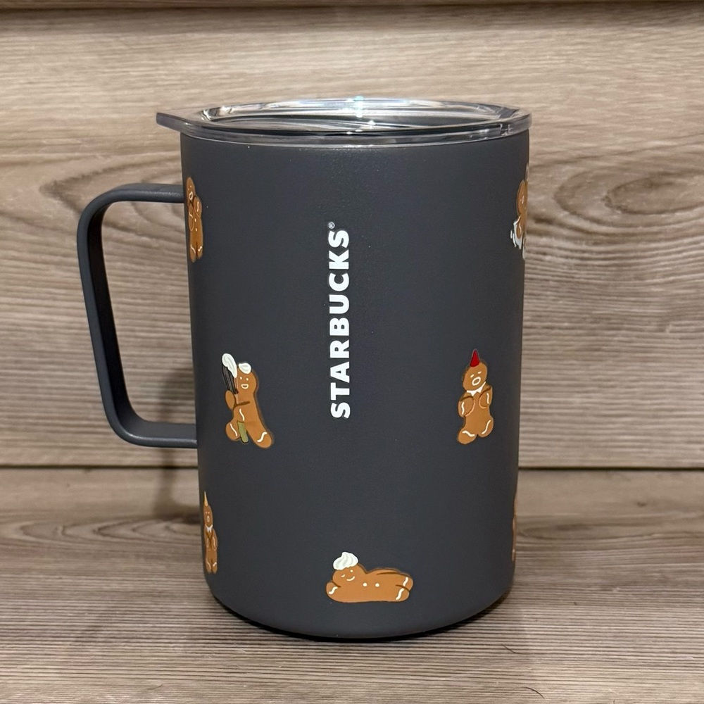 Starbucks 2025 Holiday Ltd 16 oz. Charcoal Travel Mug with Gingerbread Cookies 🍪